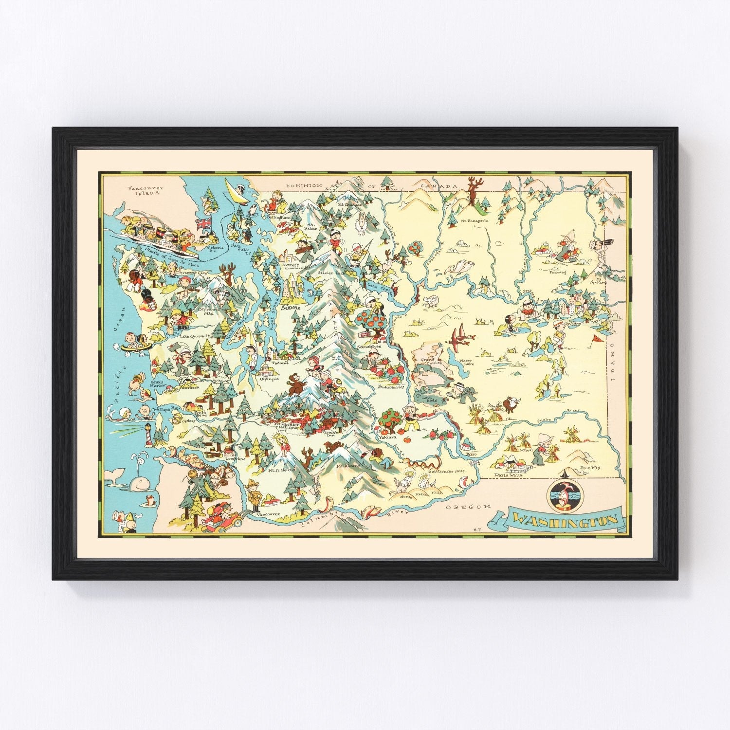 Vintage Map of Washington 1935