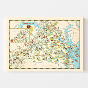Vintage Map of Virginia 1935