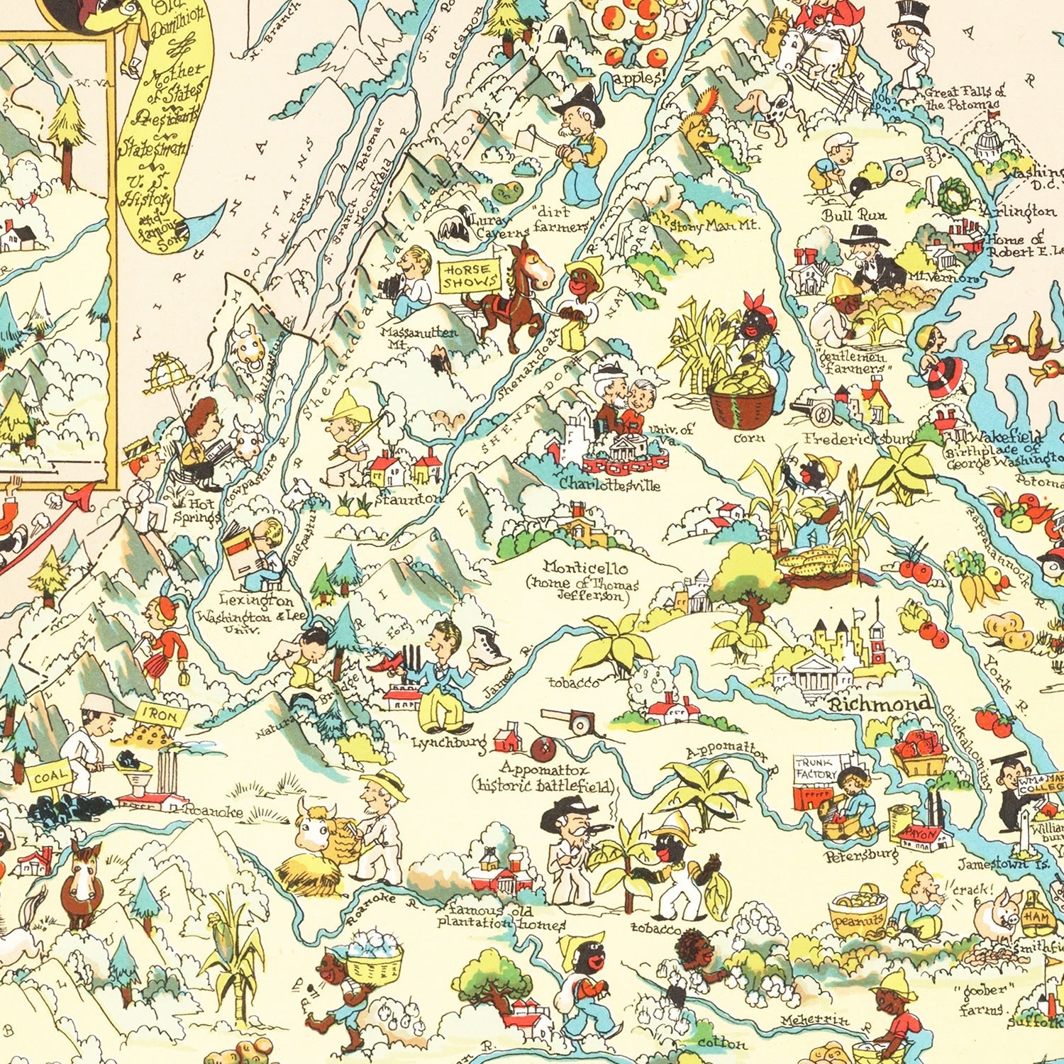 Vintage Map of Virginia 1935