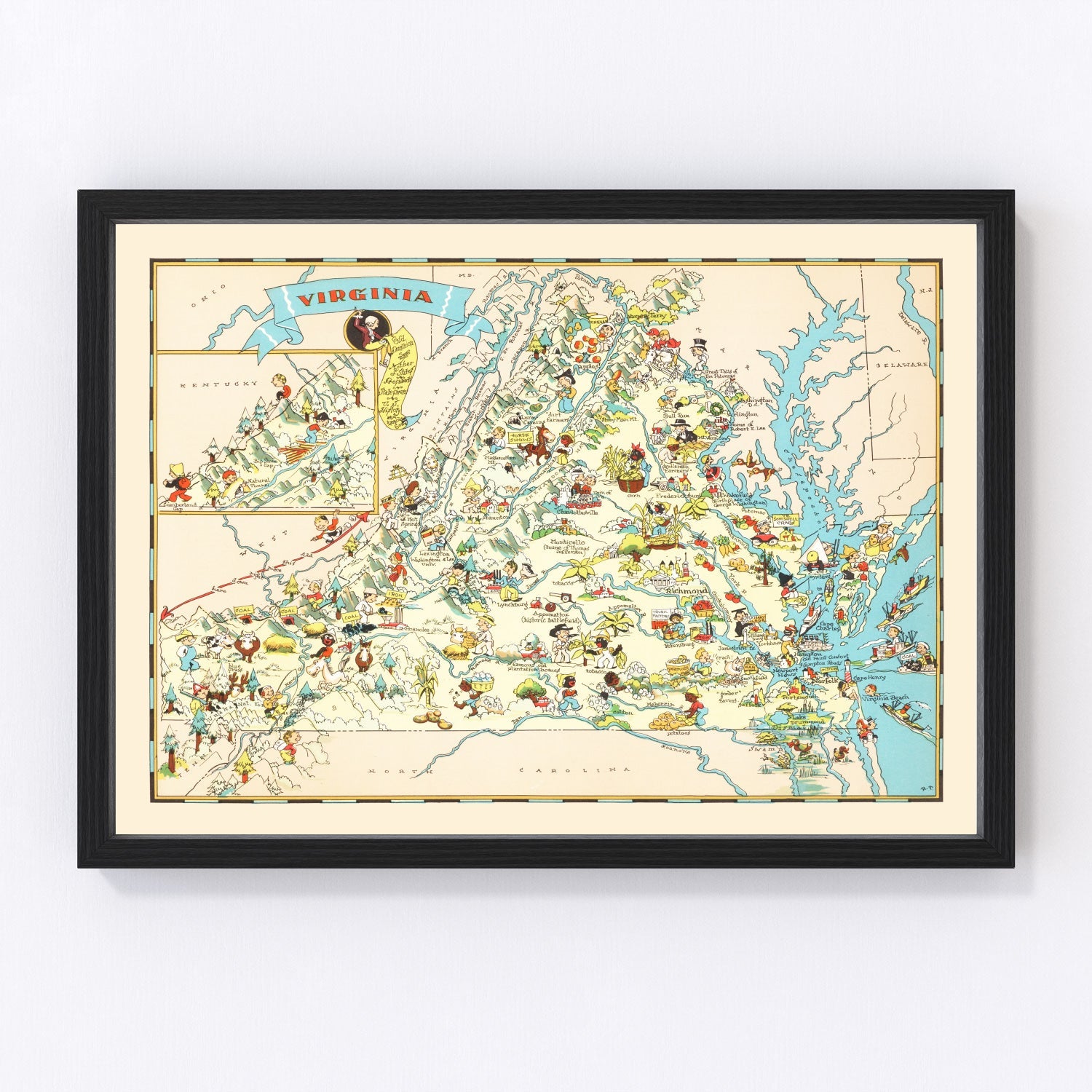 Vintage Map of Virginia 1935