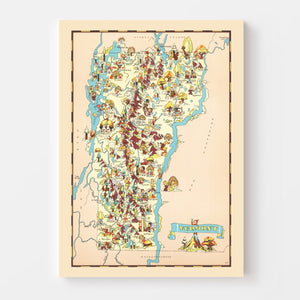Vintage Map of Vermont 1935
