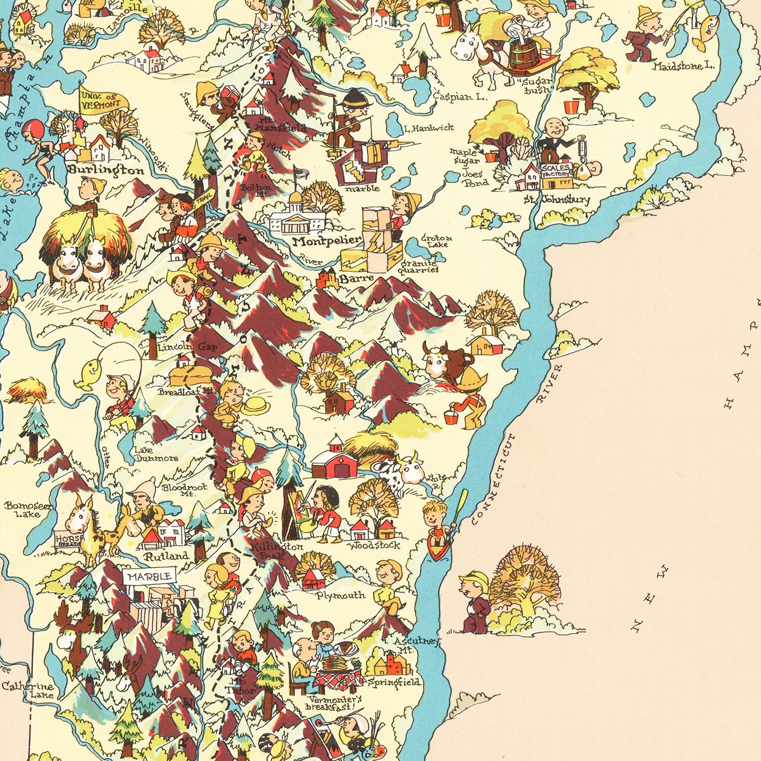 Vintage Map of Vermont 1935