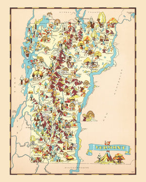 Vintage Map of Vermont 1935