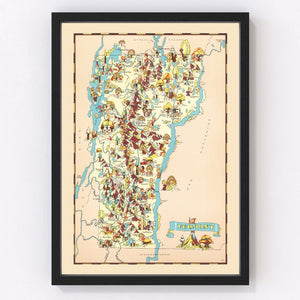 Vintage Map of Vermont 1935
