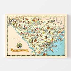 Vintage Map of South Carolina 1935
