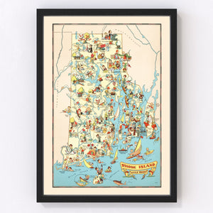 Vintage Map of Rhode Island 1935