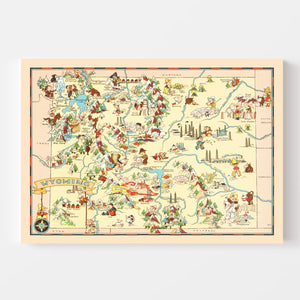 Vintage Map of Wyoming 1935
