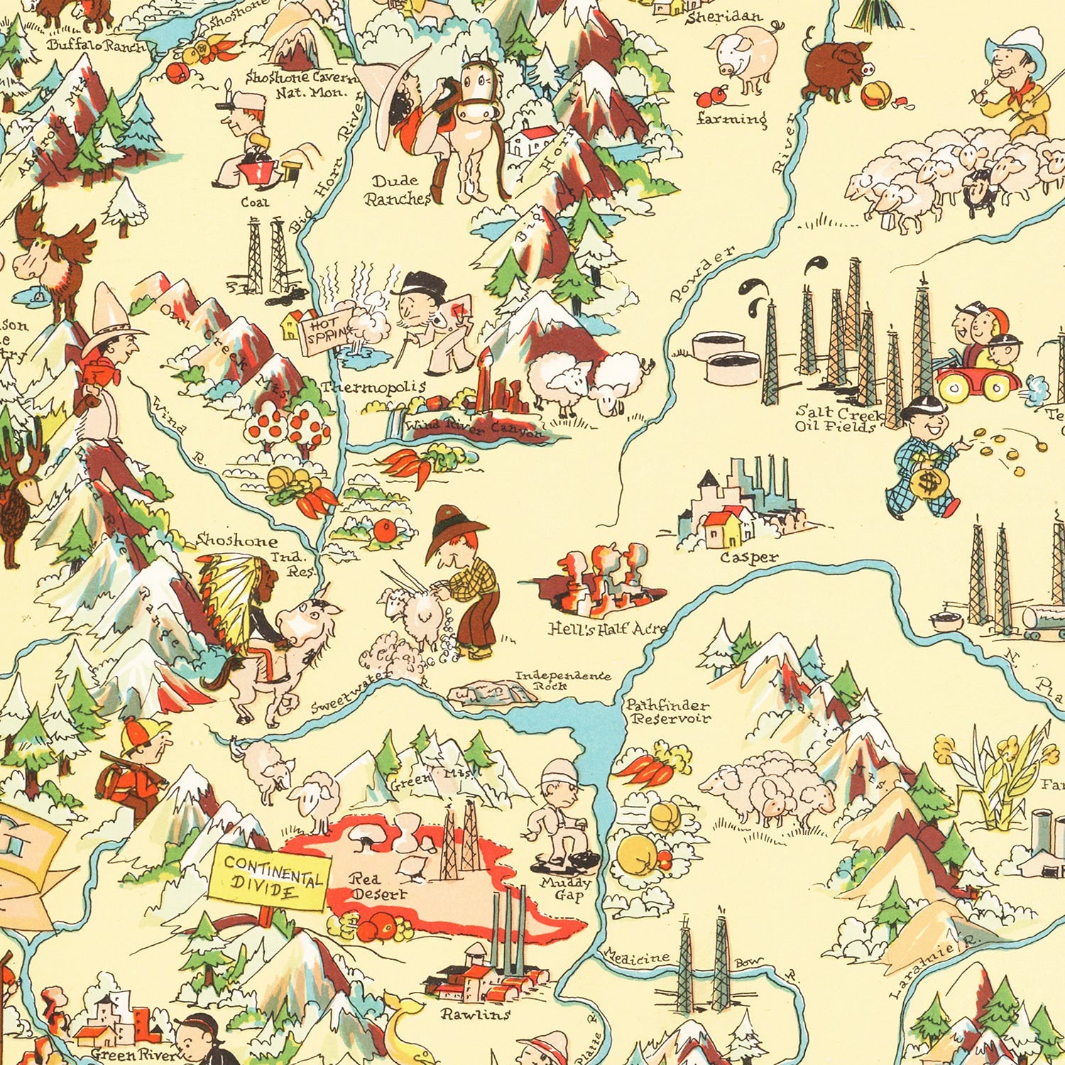 Vintage Map of Wyoming 1935