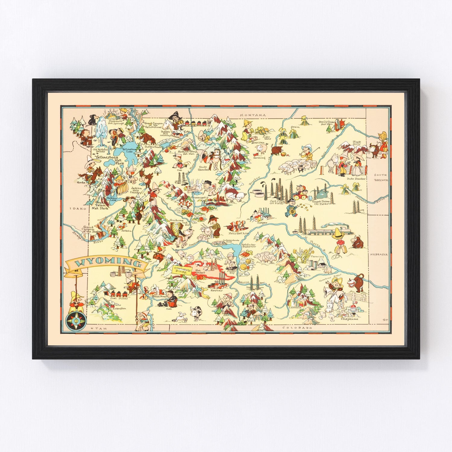 Vintage Map of Wyoming 1935