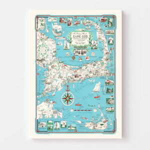 Vintage Map of Cape Cod, 1955