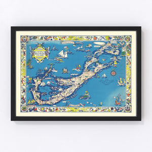 Vintage Map of Bermuda Islands, 1930