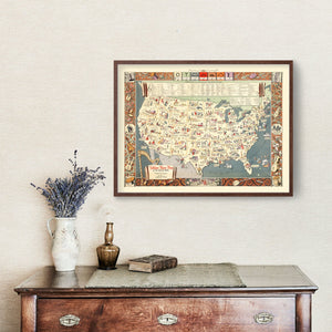 Vintage Map of United States 1945