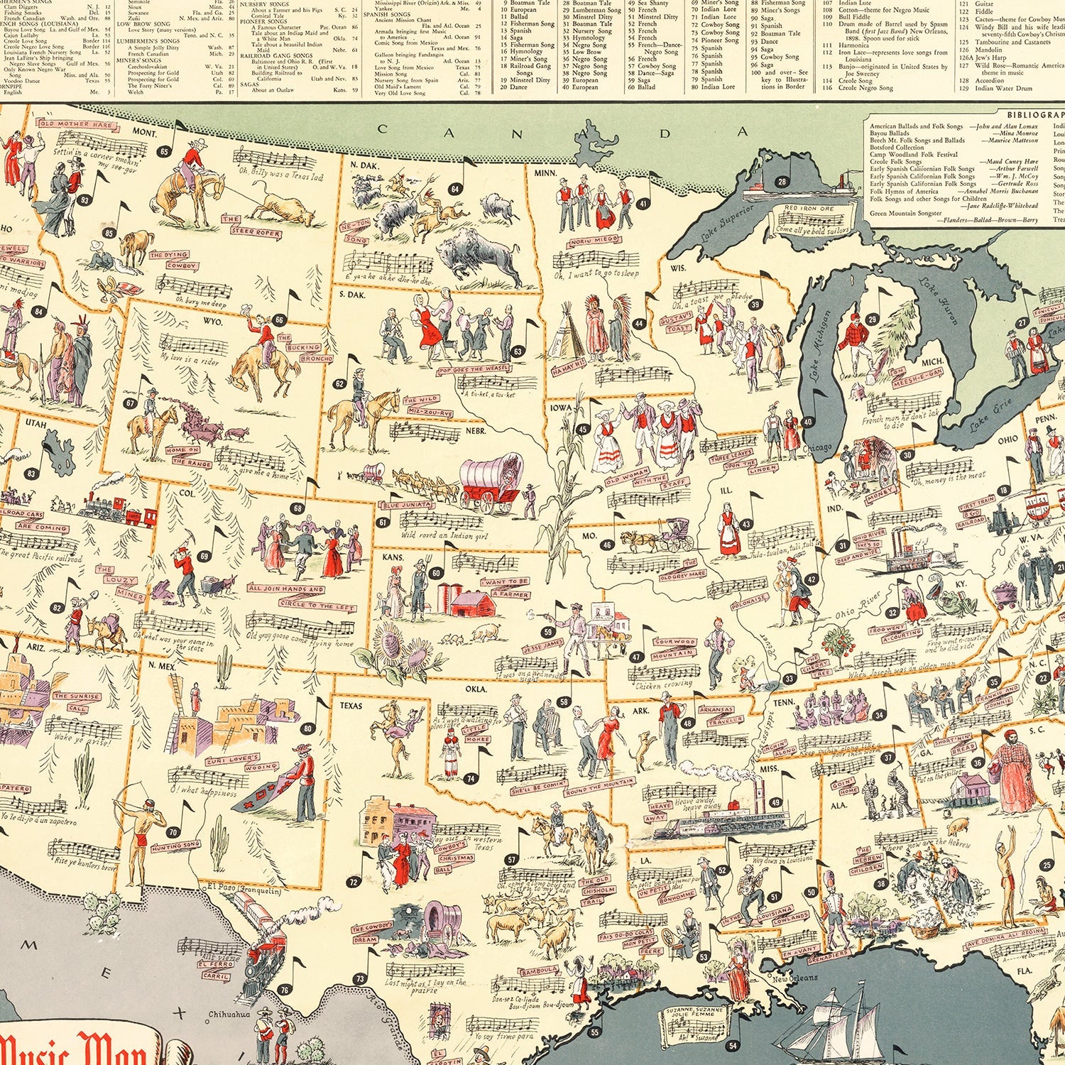 Vintage Map of United States 1945