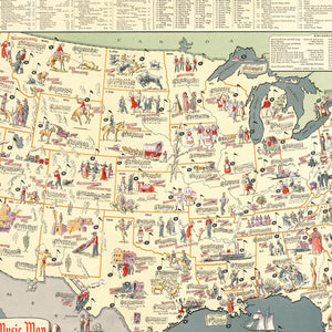 Vintage Map of United States 1945