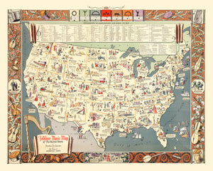 Vintage Map of United States 1945