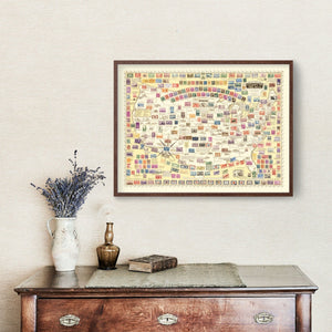 Vintage Map of United States Map of Stamps, 1947