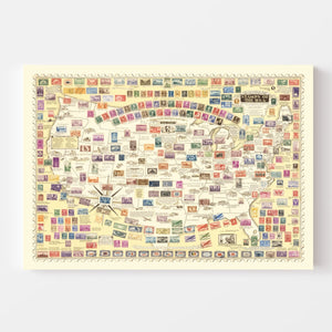 Vintage Map of United States Map of Stamps, 1947