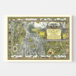 Vintage Map of The Oregon Trail, 1932