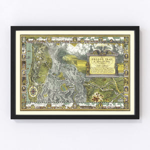 Vintage Map of The Oregon Trail, 1932
