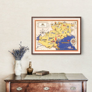 Vintage Map of Veneto Italy, 1938
