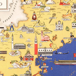 Vintage Map of Veneto Italy, 1938