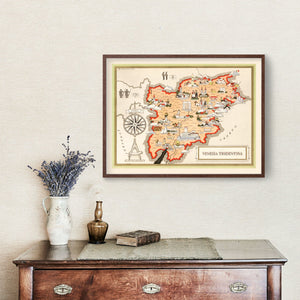 Vintage Map of Trentino-Alto Adige Italy, 1938