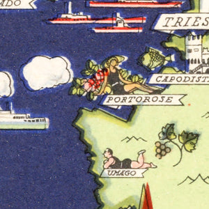Vintage Map of Friuli Venezia Giulia Italy, 1938