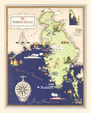 Vintage Map of Friuli Venezia Giulia Italy, 1938
