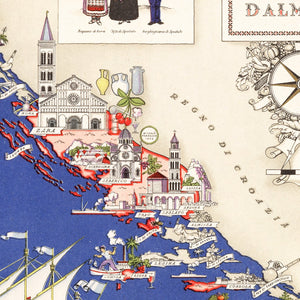 Vintage Map of Dalmatia Italy, 1938
