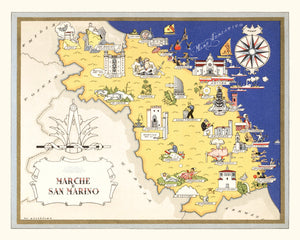 Vintage Map of Marche, 1938