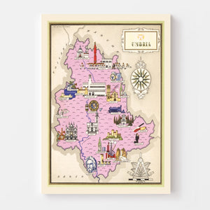 Vintage Map of Umbria Italy, 1938