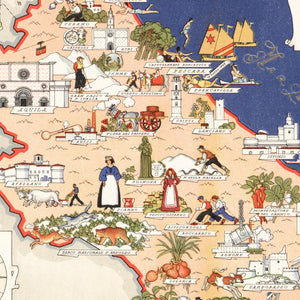 Vintage Map of Abruzzi e Molise Italy, 1938