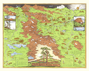 Vintage Map of Rocky Mountain National Park 1948