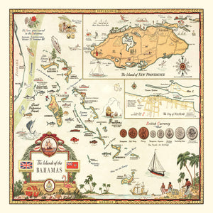 Vintage Map of Bahamas, 1951