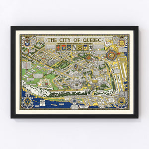 Vintage Map of Quebec, Canada 1932