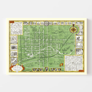 Vintage Map of Oberlin College, 1929