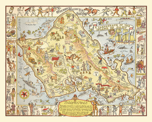 Vintage Map of Oahu, 1933