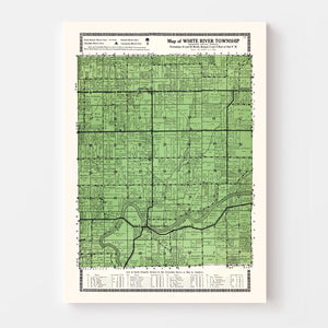 Vintage Map of White River Township, Johnson County, Indiana 1922
