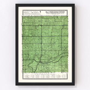 Vintage Map of White River Township, Johnson County, Indiana 1922