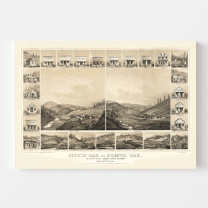 Vintage Map of Scotts Bar, California 1856