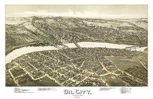 Vintage Map of Oil City, Pennsylvania 1896