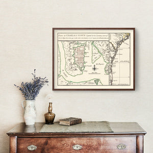 Vintage Map of Charleston, South Carolina 1753