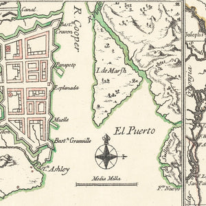 Vintage Map of Charleston, South Carolina 1753