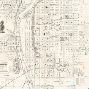 Vintage Map of Iowa City, Iowa 1854