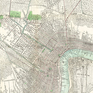 Vintage Map of New Orleans, Louisiana 1878