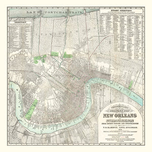 Vintage Map of New Orleans, Louisiana 1878