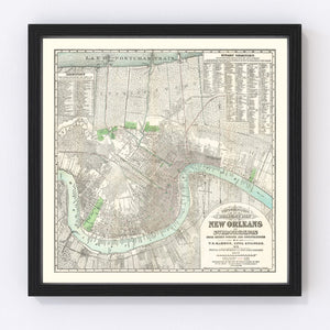 Vintage Map of New Orleans, Louisiana 1878