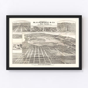 Vintage Map of San Leandro, California 1892