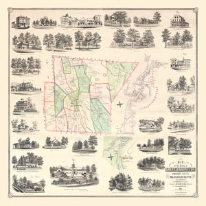 Vintage Map of Great Barrington, Massachusetts 1854