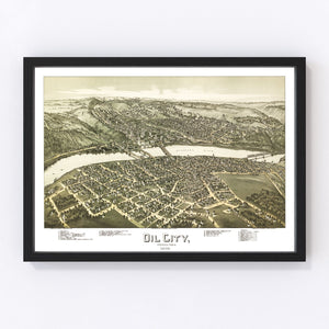 Vintage Map of Oil City, Pennsylvania 1896
